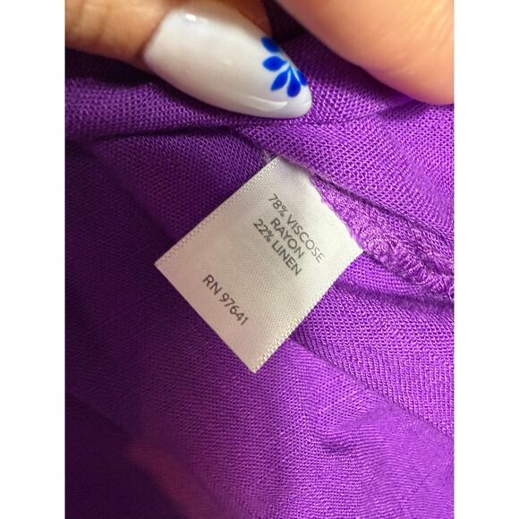 NEW- NWT J.Jill Purple Linen Blend Button Front Dress Size L - Picture 6 of 7